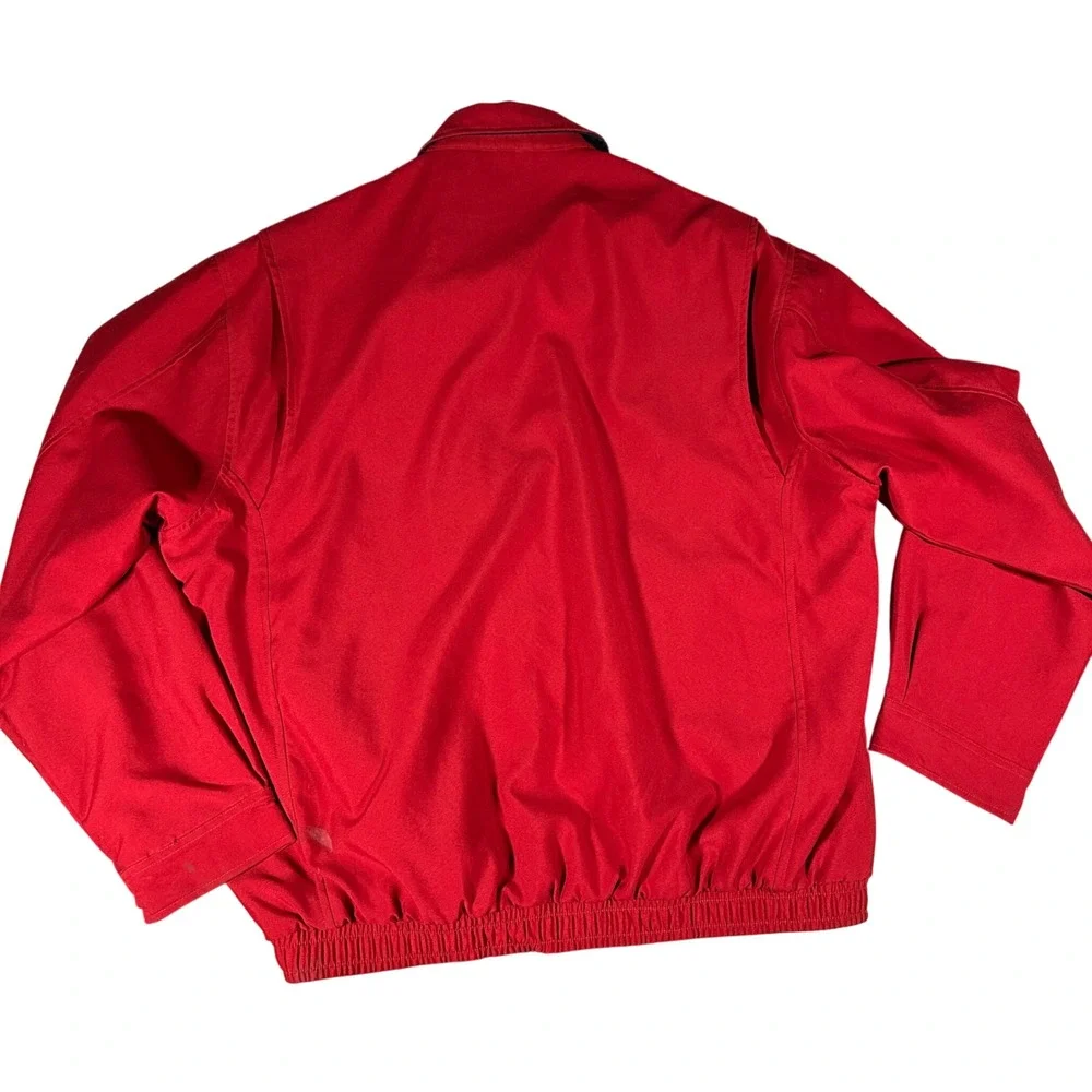 T-Harris‎ London Mens Red Harrington Windbreaker Jacket Full Zip Grid Lining L